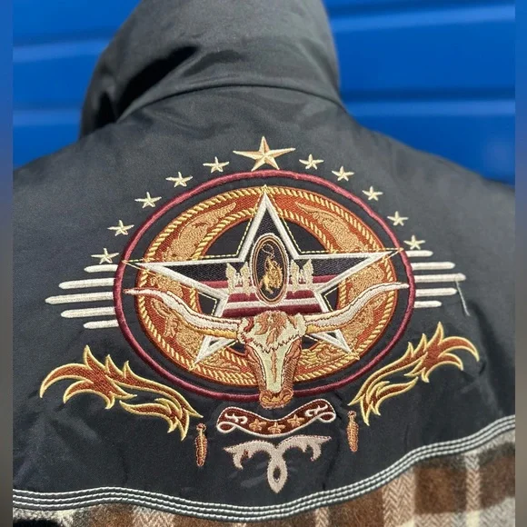 Vintage Bogner Goose Down Embroidered Vest Mens size 44  Bougie Lumberjack Plaid - Picture 5 of 7